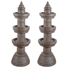 Antique 19th Century Tiered Stone Oil Lamps