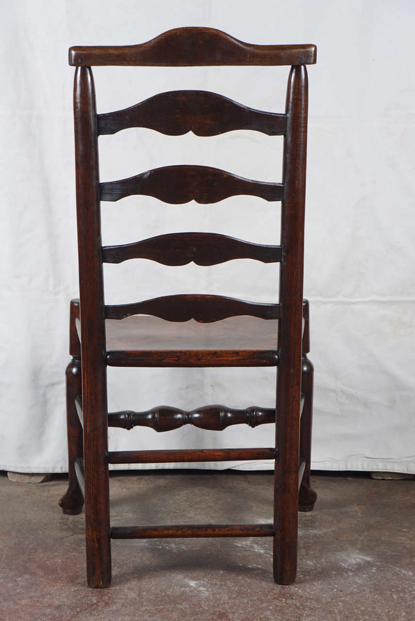 Stained Set of Six 19th Century Oak, Ladder-Back Chairs