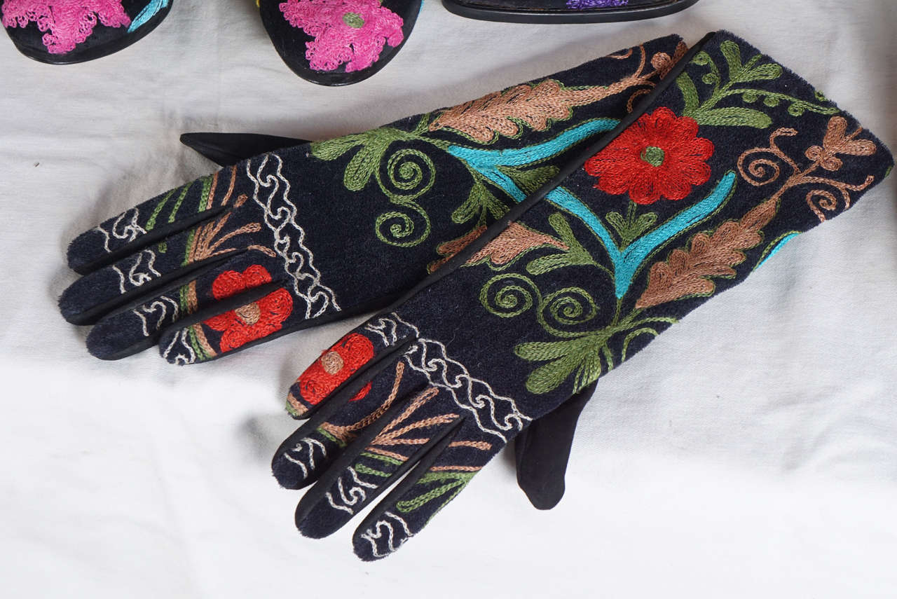 Suzani Boots and Gloves: Embroidered Silk on Italian Leather with ...