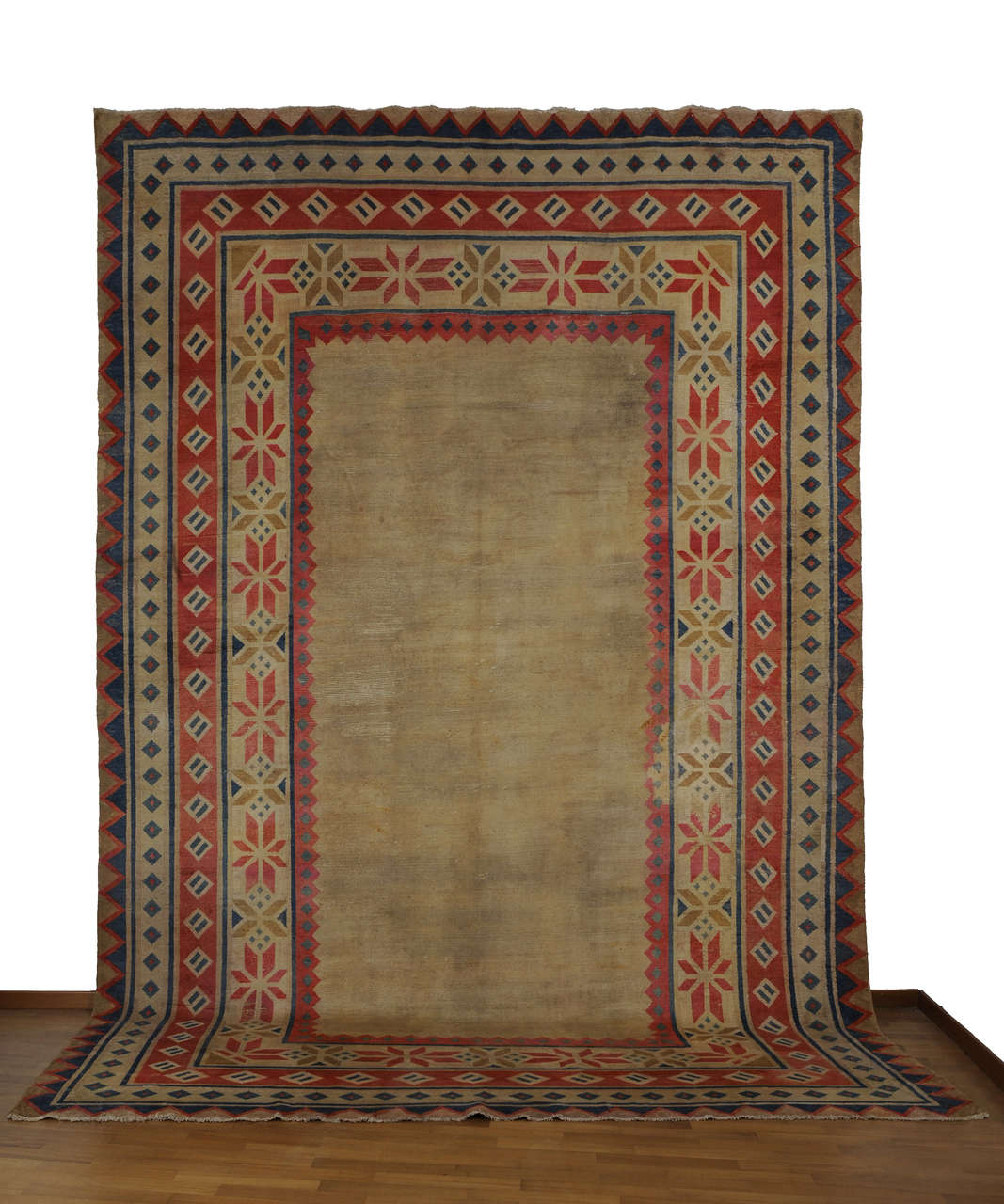 Seltener zimmergroßer antiker tibetischer Teppich mit offenem Feld im Zustand „Relativ gut“ im Angebot in Milan, IT