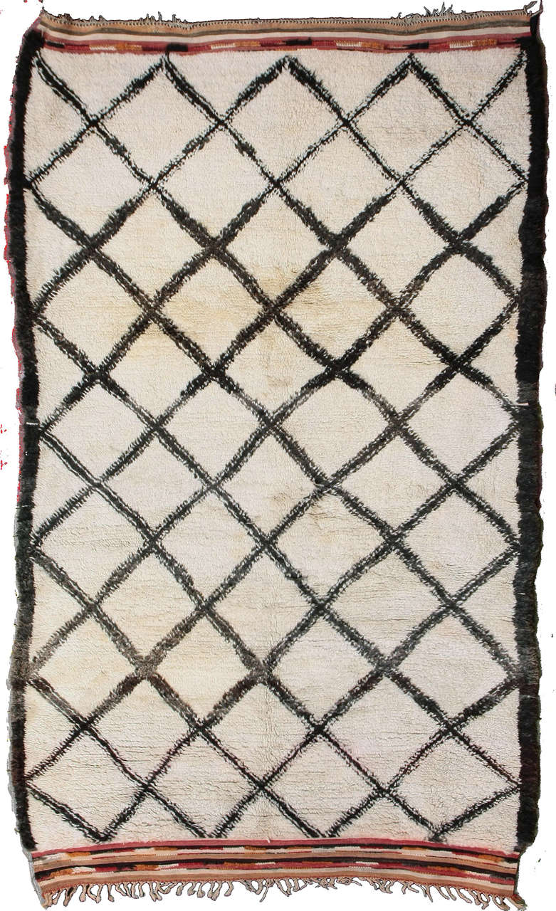 Mid-20th Century Rare Shorter Beni Ouarain Berber Carpet