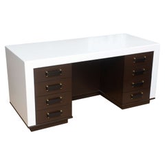 Used 1940s Paul Frankl Eight-Drawer Desk Art Deco Style By Johnson Furniture Co.