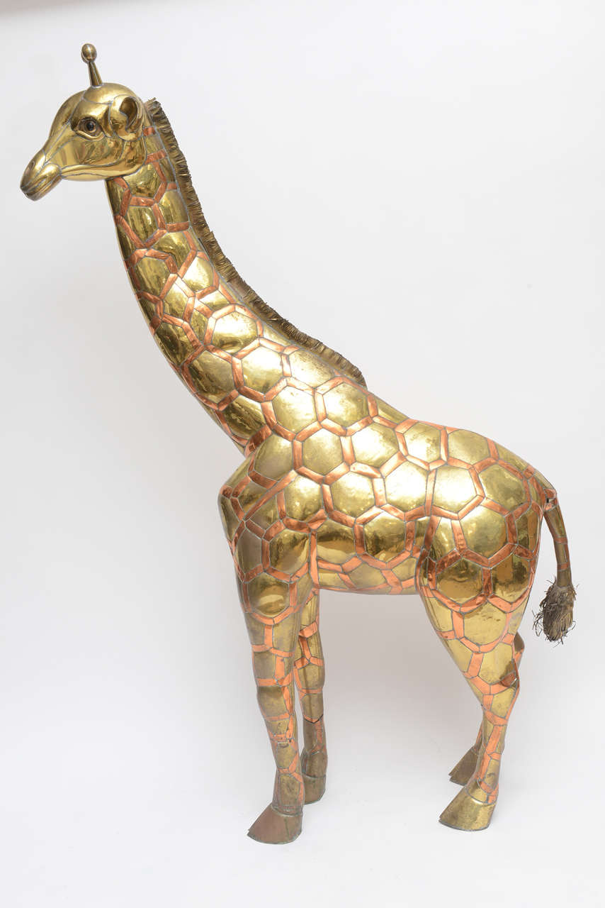 Mexican Monumental Brass and Copper Giraffe