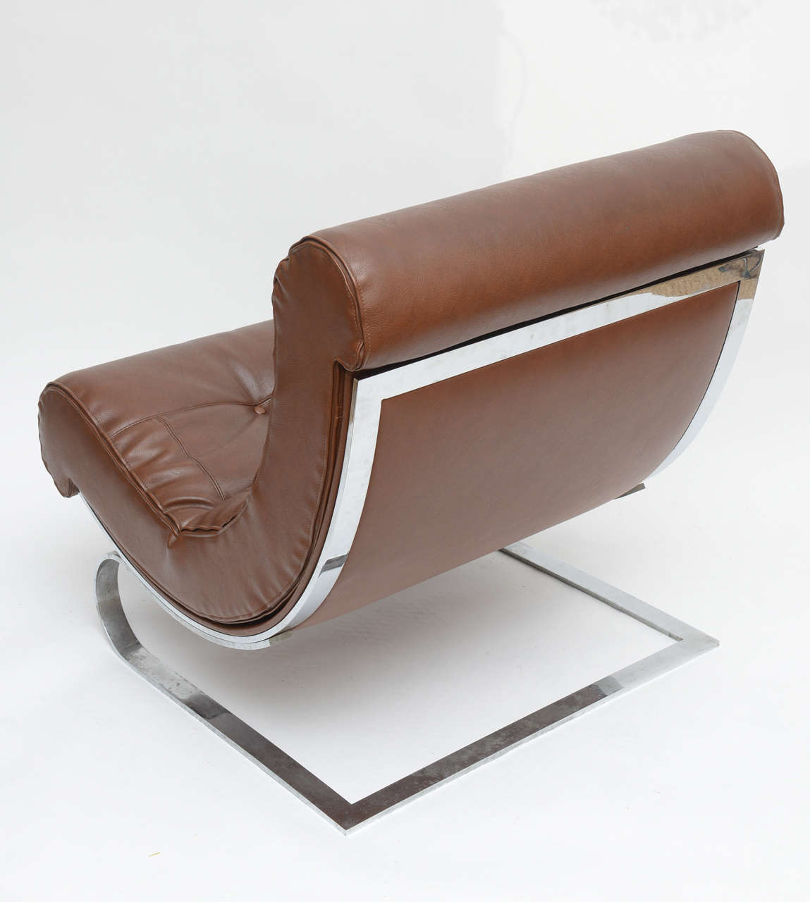 Chrome Pair of Forma Nova Club Leather Lounge Chairs