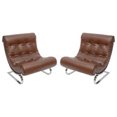 Pair of Forma Nova Club Leather Lounge Chairs