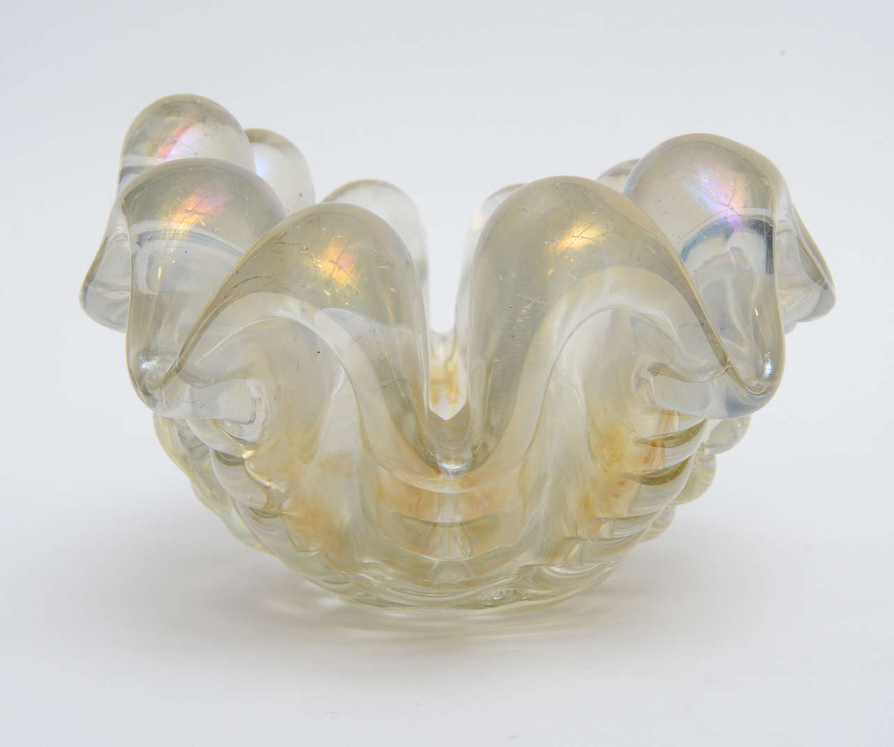 Art Deco Barovier e Toso Clam-Shell Bowl, Art Glass Italy