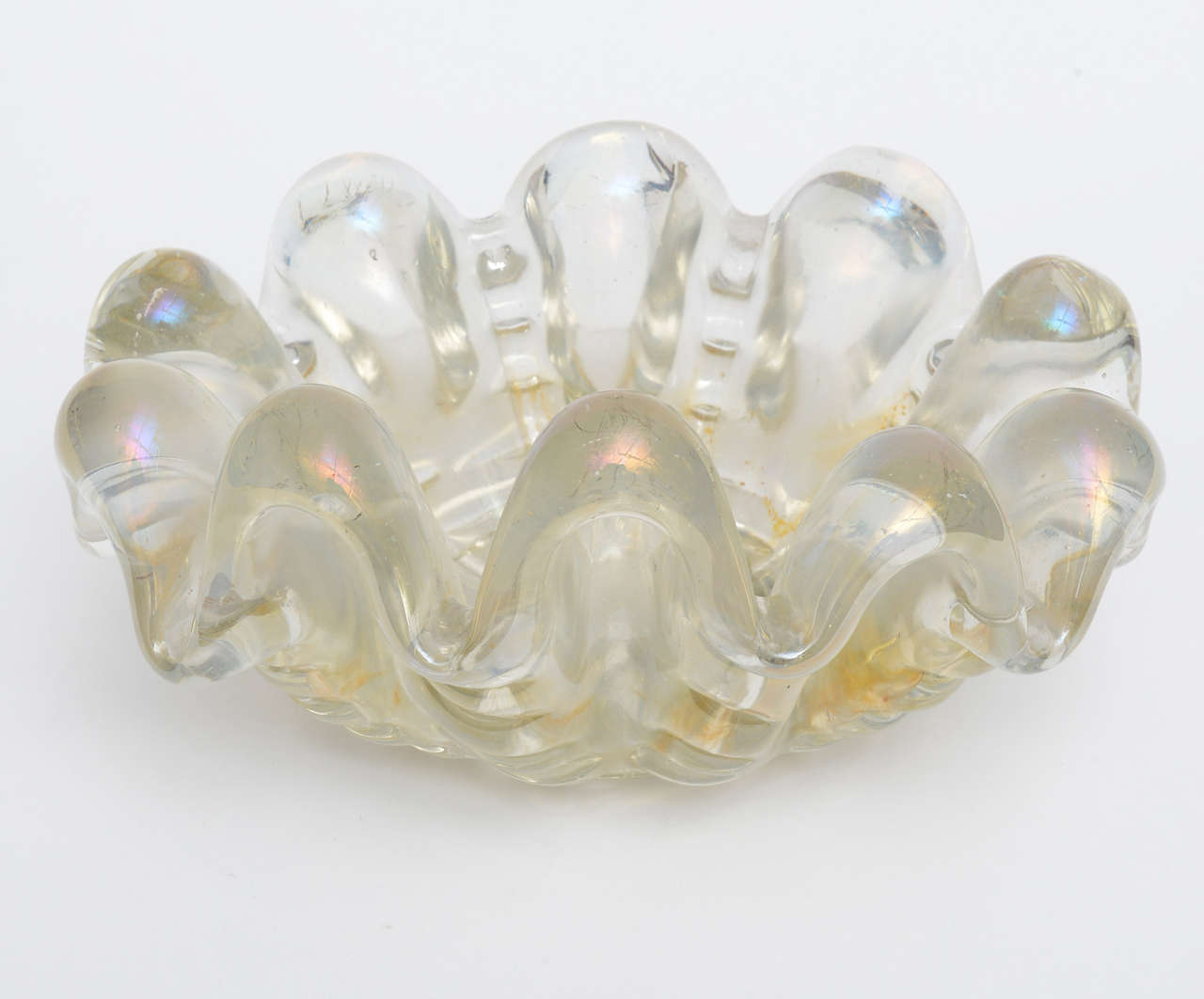 Barovier e Toso Clam-Shell Bowl, Art Glass Italy (Mitte des 20. Jahrhunderts)