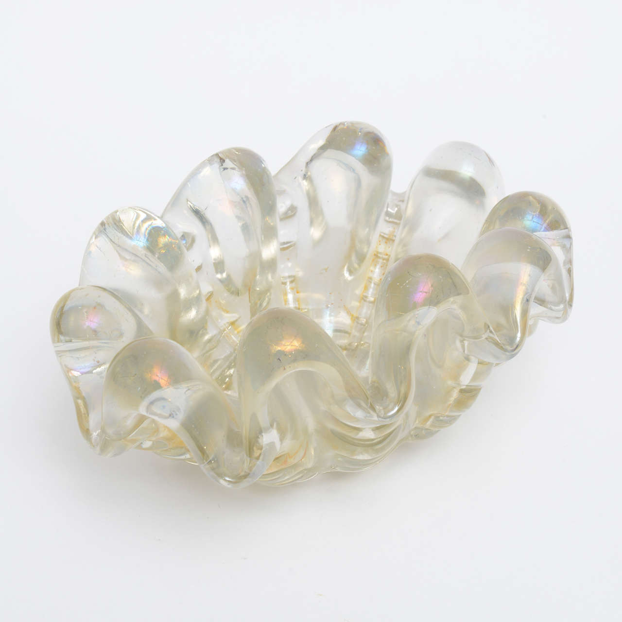 Barovier e Toso Clam-Shell Bowl, Art Glass Italy In Good Condition In Miami, FL