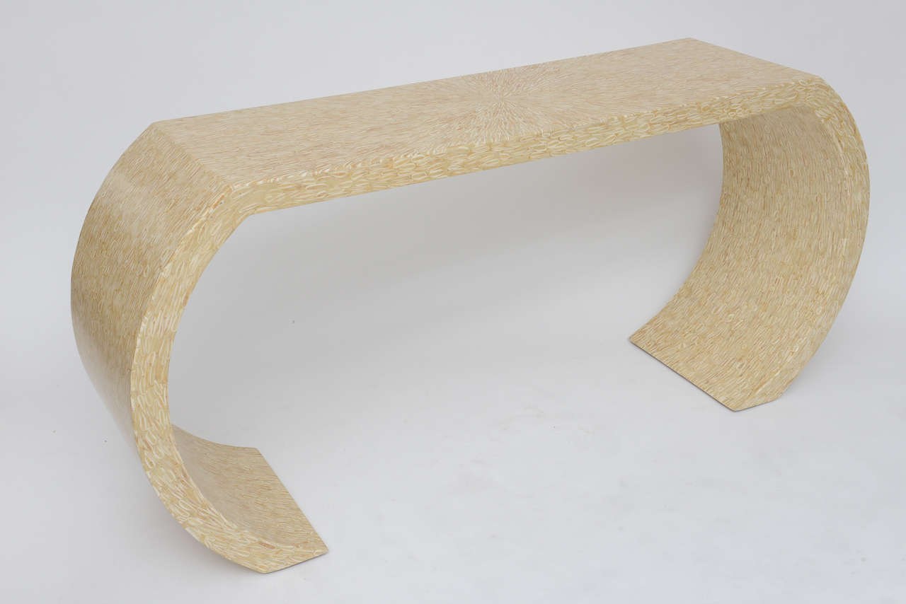Mid-Century Modern Sliced Bone Console Table