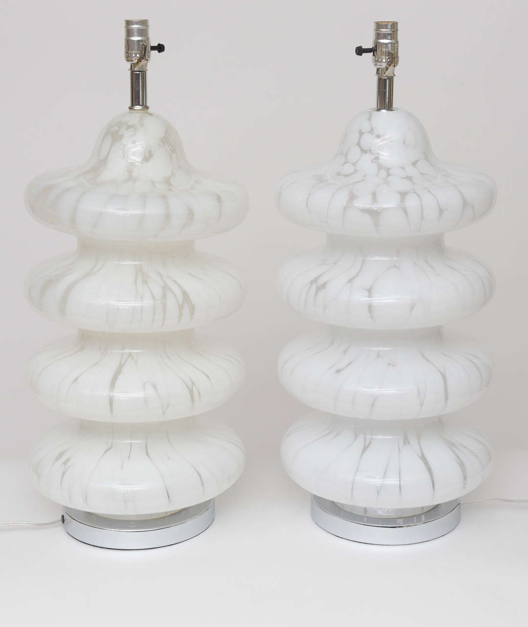 Mid-20th Century Pair of Large-Scale Murano Glass Lamps