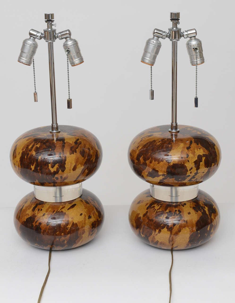 Chrome Pair of Karl Springer Lamps