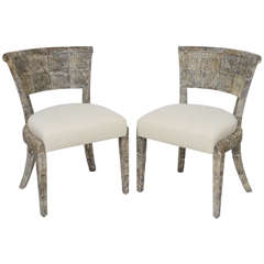 Pair of Fishskin Covered Chairs 8