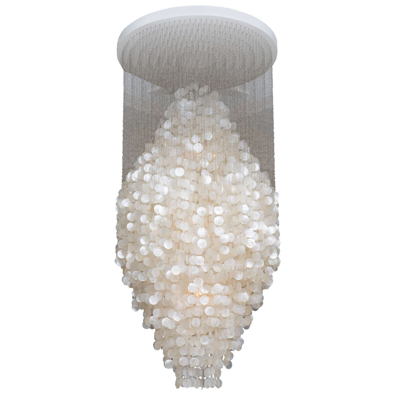 Giant Verner Panton Fun 8DM Capiz Shell Chandelier