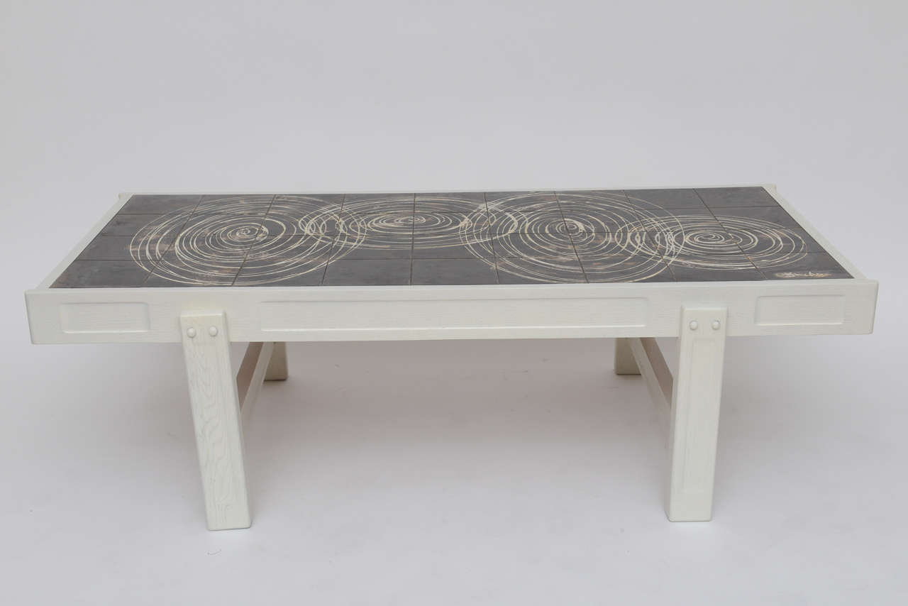 Mid-Century Modern Oak and Tile Coffee Table by Juliette Belarti