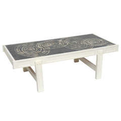 Vintage Oak and Tile Coffee Table by Juliette Belarti