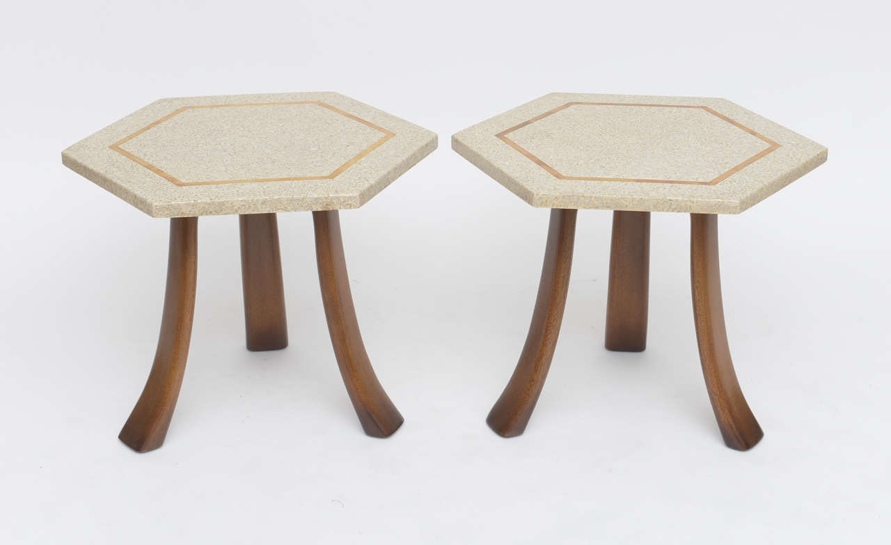 Mid-Century Modern Pair of Terrazzo Side Tables by Harvey Probber