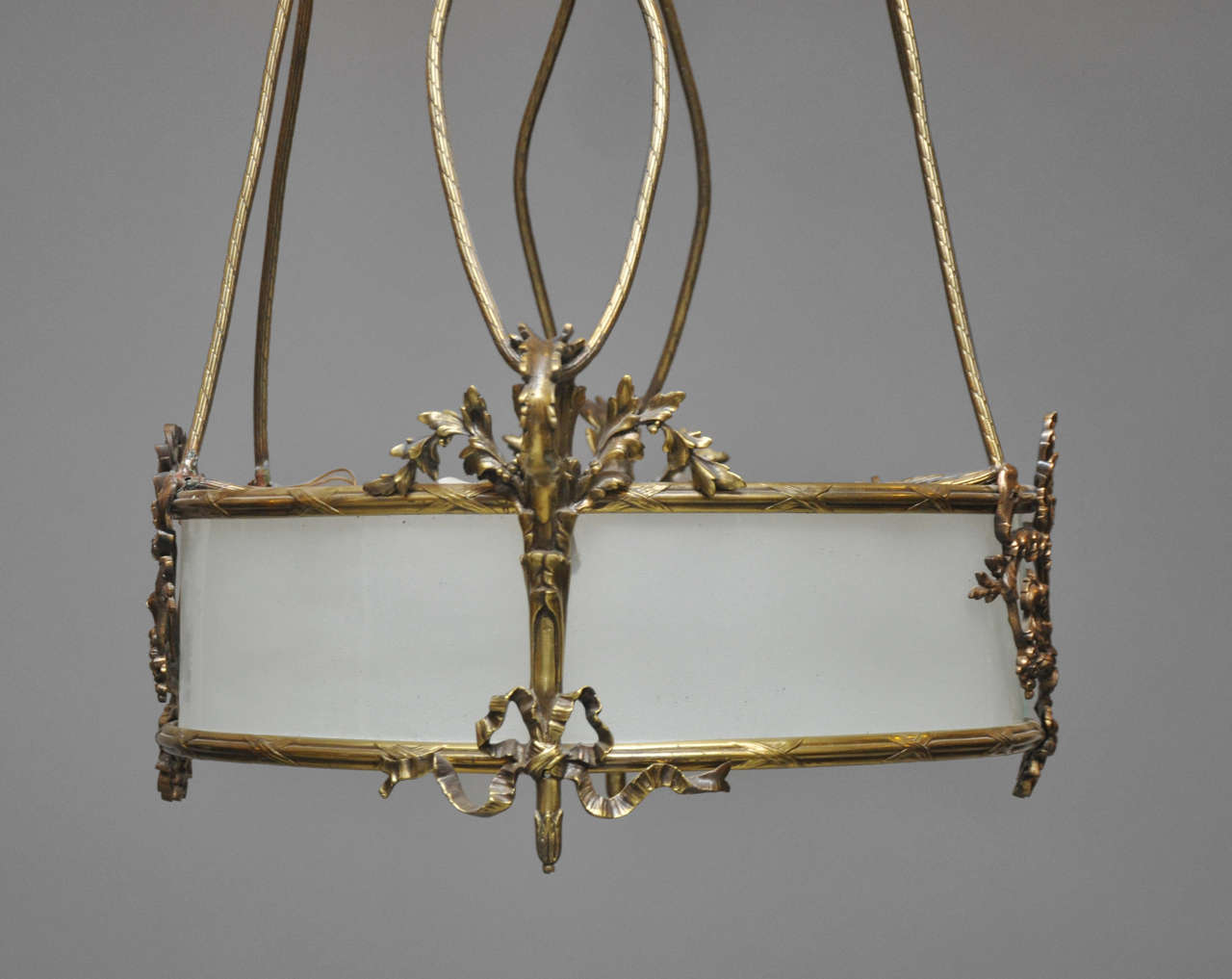 Frosted Neoclassical Style Pendant Chandelier, France, 1880 For Sale
