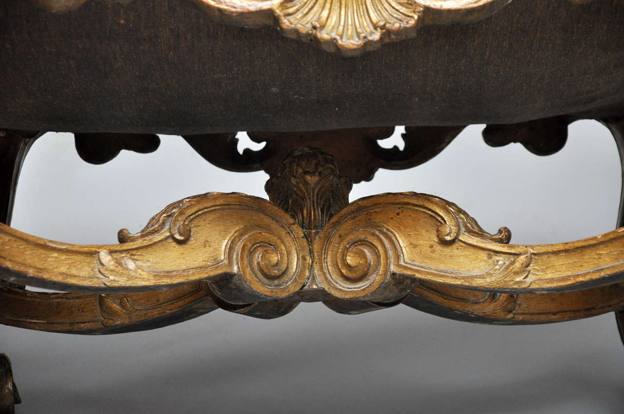 19th Century French Rococo Style Giltwood Bench 3