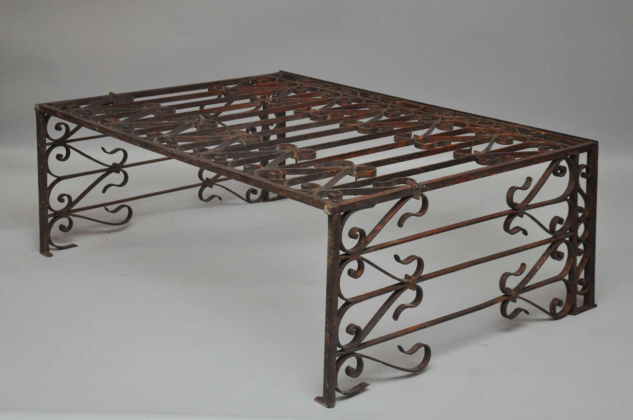 Forged French Country Wrought Iron Radiator Cover Console, France, 1880 For Sale
