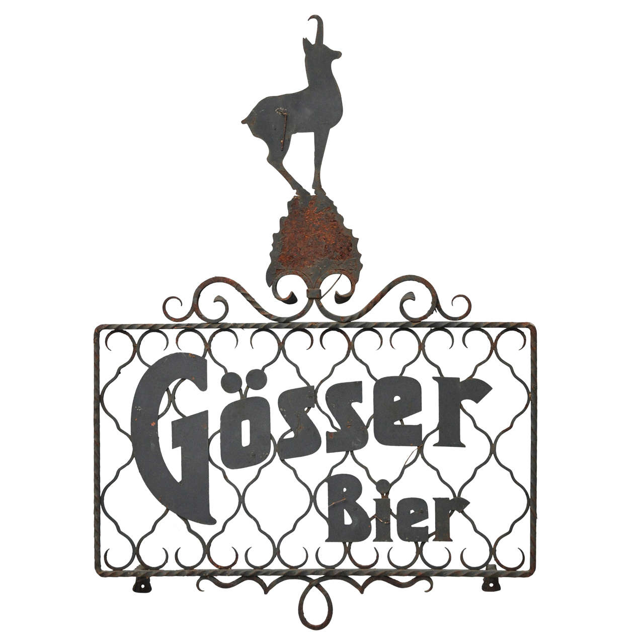 Antique Wrought Iron Gösser Beer Sign, Austria, 1920 For Sale