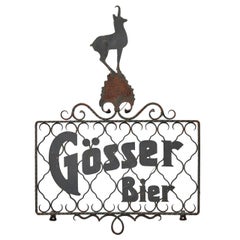 Antique Wrought Iron Gösser Beer Sign, Austria, 1920