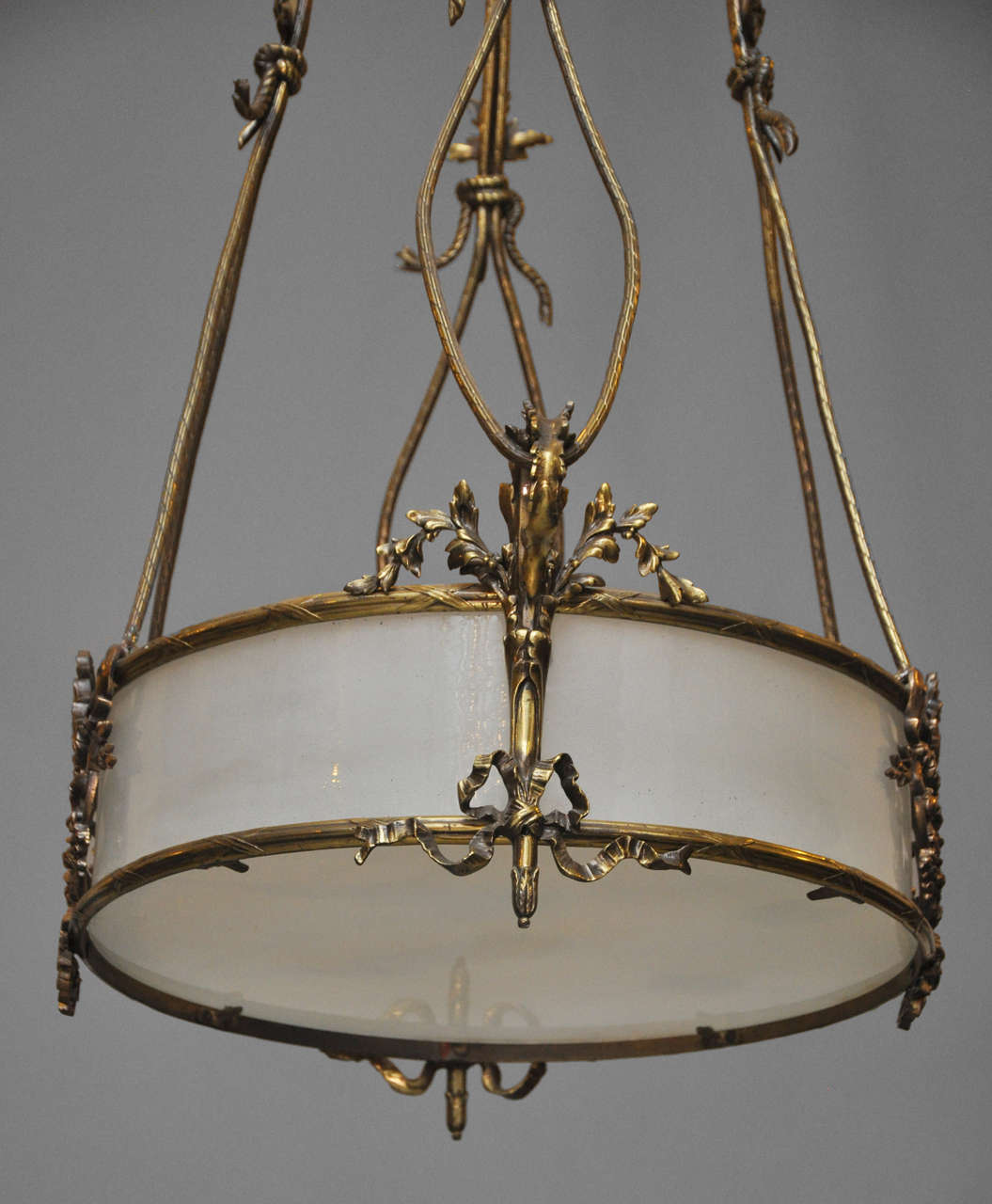 19th Century French Neoclassical Bronze and Brass Chandelier For Sale