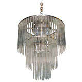 Vintage Tiered  Designer  Straw  Crystal  Chandelier