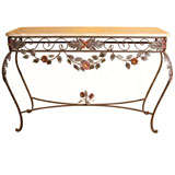 Iron  Console With Painted  Iron  Flowers
