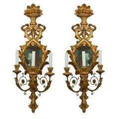 Pair Carved and Gilded Sconces
