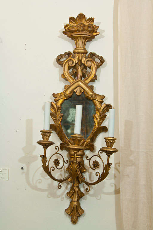 Pair Carved and Gilded Sconces