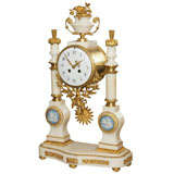 Antique French White Marble and Ormolu Clock with Wedgewood
