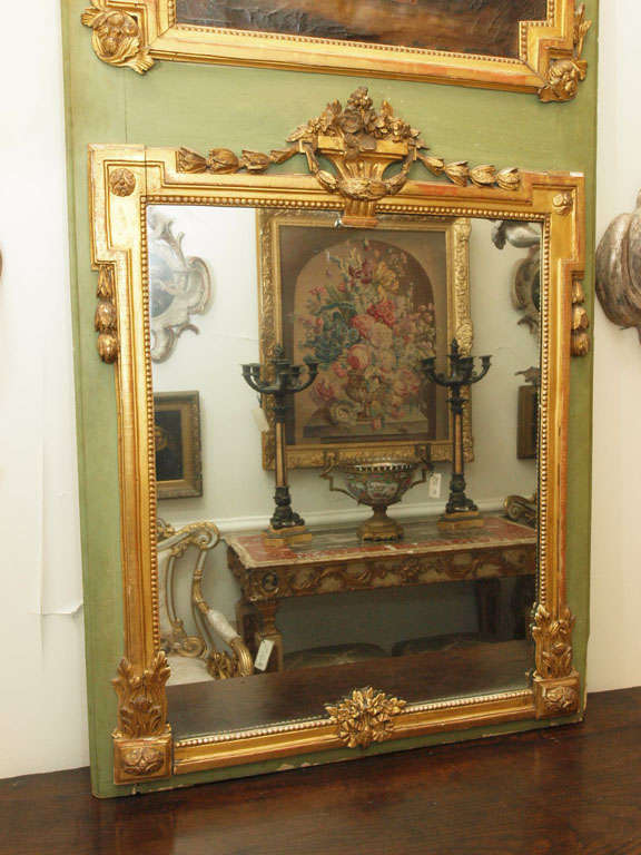 French Louis XVI Parcel Gilt Trumeau Mirror 5