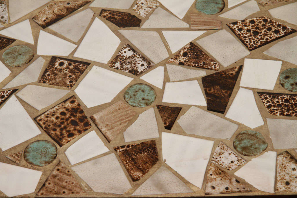Mid-Century Modern Mosaic Tile Top Coffee Table