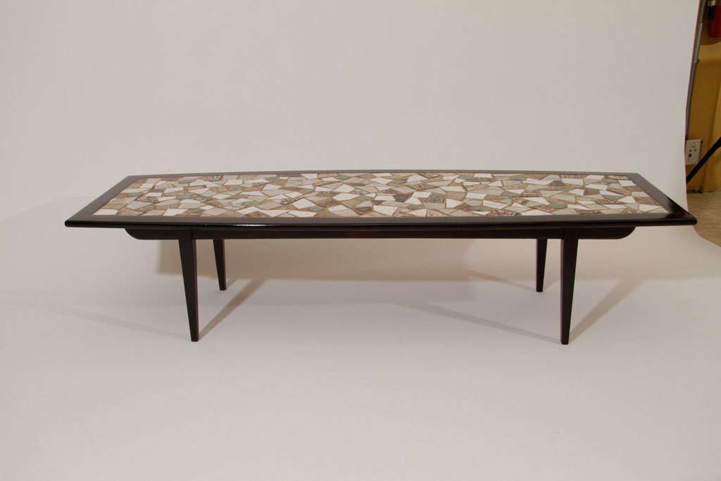 Wood Mosaic Tile Top Coffee Table