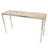 Chrome and Composite Marble Console Table