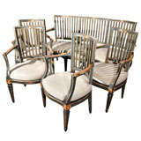Italian Neo-Classic Settee with Four Chairs