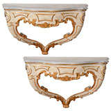 Pair of Louis XVI Style Consoles with Marble Tops