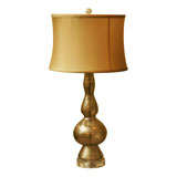 Mouthblown Mercury Glass Lamp with Gold Hues, on Lucite Base