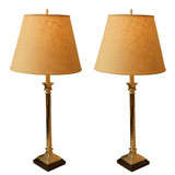 Pair of Polished Aluminum Buffet Lamps