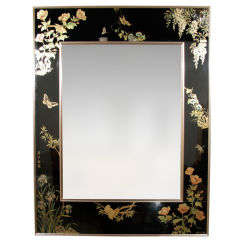 LaBarge Reverse Painted Brass Framed Mirror