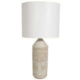French 1960's Carved White Earthenware Lamp