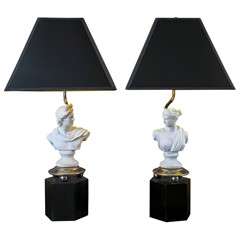Classical Bust of Apollo & Diana Mounted as Lamps