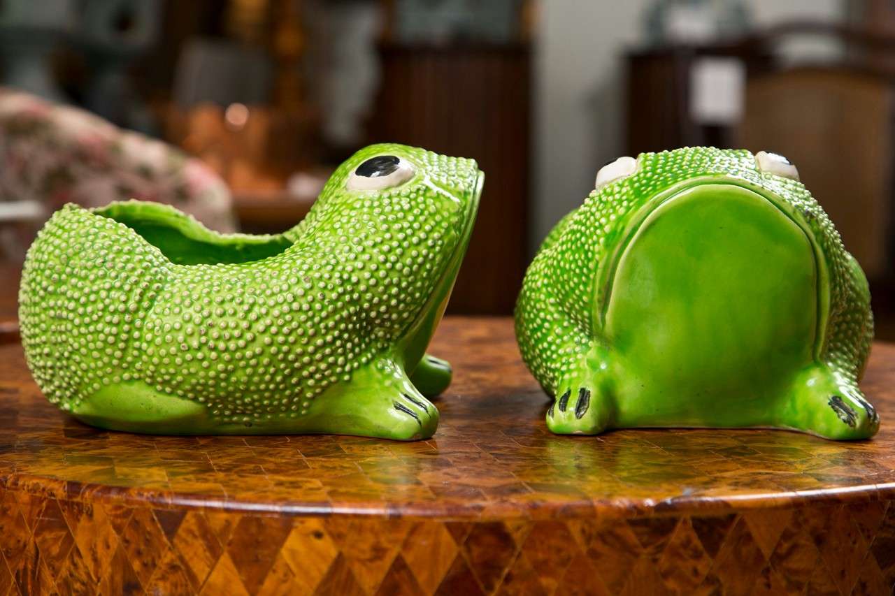Ca. 1940's French Frog Flower Pots