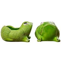 Ca. 1940's French Frog Flower Pots