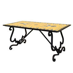 1940's Beautiful French Ceramic Tiles Coffee Table
