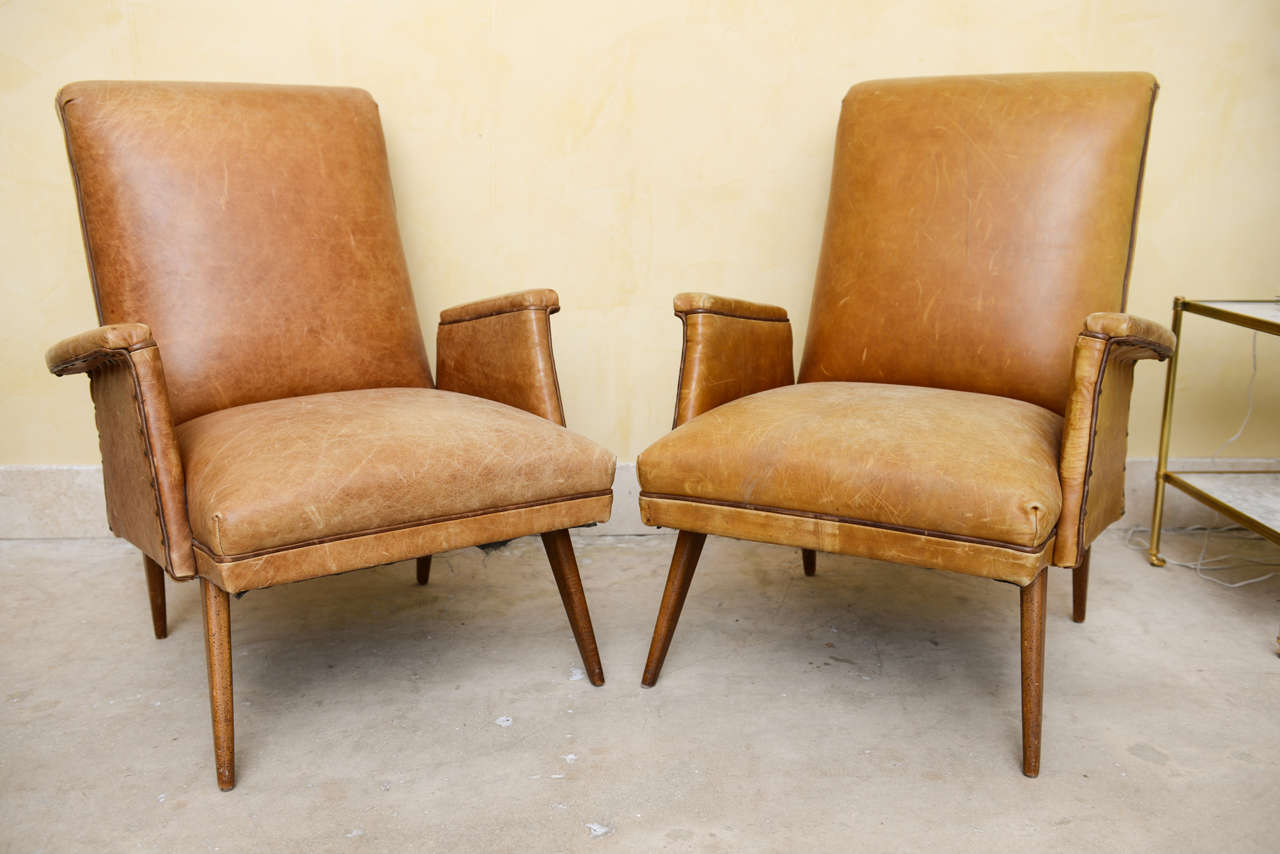 Danish Mid Century Fabulous Modern Leather Armchairs