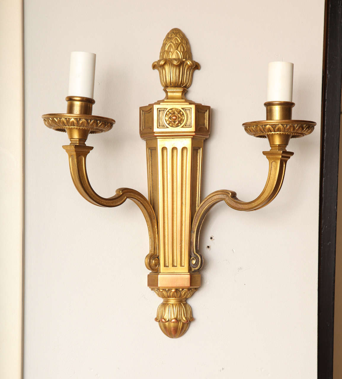 American Pair of Louis XVI Two-Light Wall Sconces Attributed to Caldwell