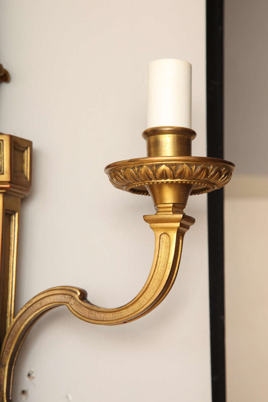 Ormolu Pair of Louis XVI Two-Light Wall Sconces Attributed to Caldwell