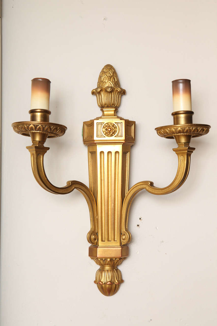 Pair of Louis XVI Two-Light Wall Sconces Attributed to Caldwell 1