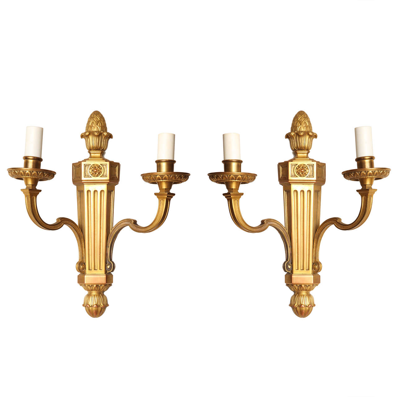 Pair of Louis XVI Two-Light Wall Sconces Attributed to Caldwell